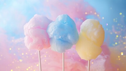 Colorful cotton candy in soft pastel color background.