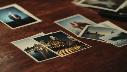 World Photography Day.photographer's day. The photos are on the table. warm memories. a family photo.  framed photo