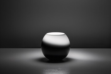 a black and white round object