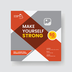 Gym and Fitness Social Media Post Template Design.