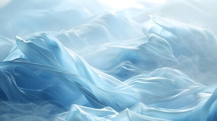 Delicate baby blue smoke ribbons curling serenely over a pure white landscape.