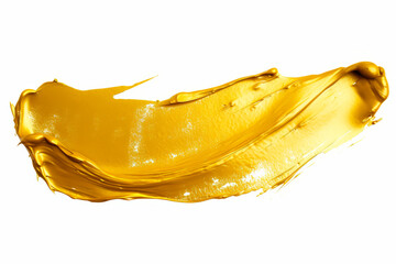 Yellow liquid is pouring out of bottle of liquid on white background.