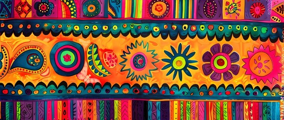 Vibrant Abstract Border Frame for Hispanic Heritage Month Mockup Background