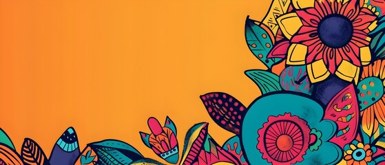 Vibrant Abstract Border Design Inspired by Traditional Puerto Rican Vejigante Masks for Hispanic Heritage Month Background