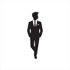 Vector silhouettes of men  black color isolated on white background