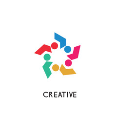 Vector people logo creative team, work design colorful concept, people connection icon, business network logo, infographic about social networks and communication, abstract symbol of connected people.