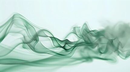 Gentle waves of mint green smoke intertwining in an ethereal dance on a clean white backdrop.