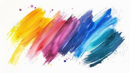 Vibrant abstract watercolor strokes on white background