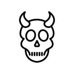 Skull devil line icon. Demon icon. Devil icon isolated on white background. Transparent background, minimalist symbol. Vector images