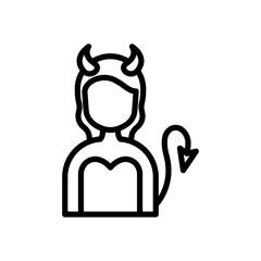 Devil line icon. Demon icon. Devil icon isolated on white background. Transparent background, minimalist symbol. Vector images