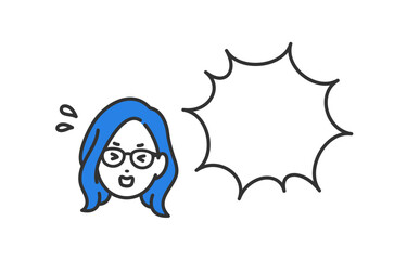 焦る女性とふきだしのセット【人物ベクターイラスト素材】