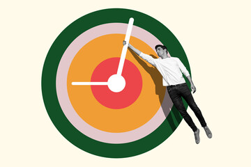 Trend artwork sketch image composite 3D photo collage of huge target goal aim darts circle clock...