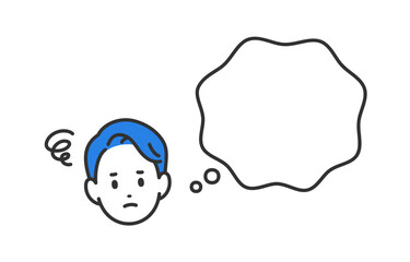 悩む男性とふきだしのセット【人物ベクターイラスト素材】