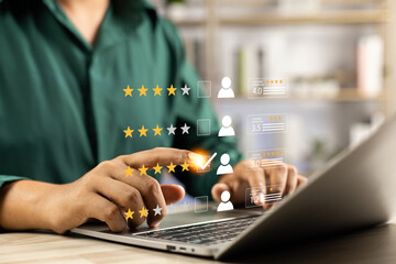Evaluating 5-Star customer satisfaction, Online survey for quality service experience online...