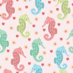 Seamless pattern of seahorses in vector for background ,wallpaper, wrapping, fabric, cover etc.