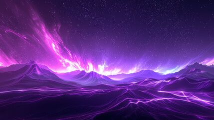 Purple starry sky, endless horizon