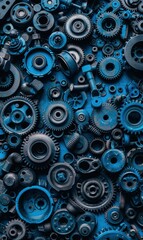 Blue Abstract Mechanical Parts,Photorealistic HD