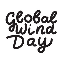Global Wind Day text. Hand drawn vector art.