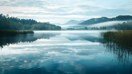 Obraz premium the beautiful lake with reflection