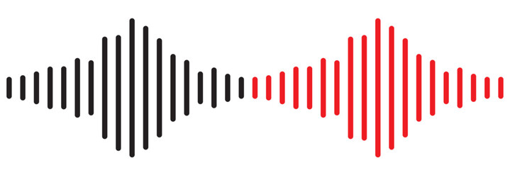 Radio Wave icon. Monochrome simple sound wave on transparent background. Vector sound wave icon. Music player sound bar. Record interface. Equalizer icon with soundwave line. used for mobile phone.