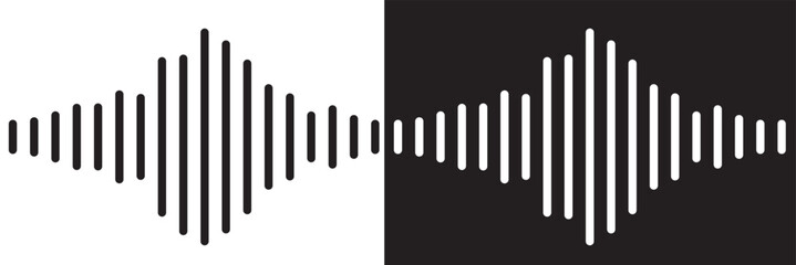 Radio Wave icon. Monochrome simple sound wave on transparent background. Vector sound wave icon. Music player sound bar. Record interface. Equalizer icon with soundwave line. used for mobile phone.