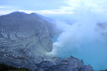 Sulfurous fumaroles in Ijen crater. Java. Indonesia