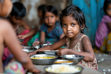 Indian little girl eat brakfast