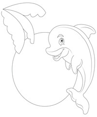 Dolphin Coloring Book Page For Kids