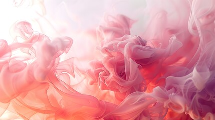 Swirls of pastel rose and peach smoke, dancing together in a soft, romantic waltz on white.