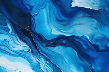 Abstract background of blue tones, fluid art painting in the technique of alcohol ink or watercolor. 