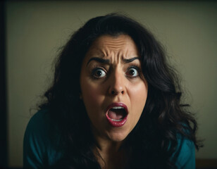 a shocked, surprised woman caucasian white woman