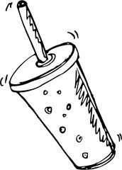 Soda Fast Food Doodle Line Art Illustration. Hand Drawn pencil Vector Clip Art. For Banner, Logo, restaurant menu, food packaging etc.