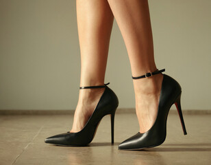 Elegant Black High Heels with Ankle Strap