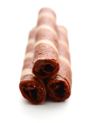 Tasty cinnamon rolls isolated on white, set
