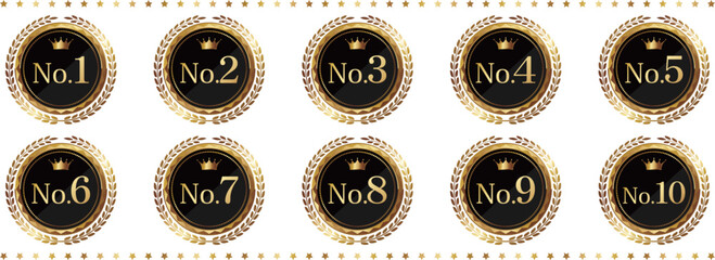 高級感のあるランキングエンブレム1位～10位セット