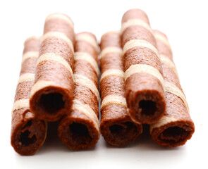 Tasty cinnamon rolls isolated on white, set
