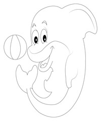 Dolphin Coloring Book Page For Kids