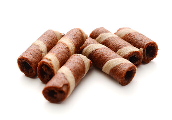 Tasty cinnamon rolls isolated on white, set
