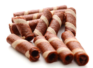 Tasty cinnamon rolls isolated on white, set
