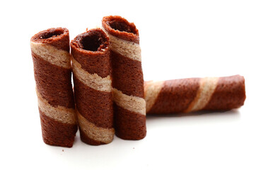 Tasty cinnamon rolls isolated on white, set
