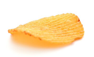 Ridged potato chips isolated on white background