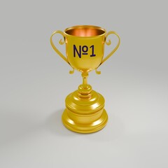 gold trophy on white background