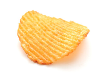 Ridged potato chips isolated on white background