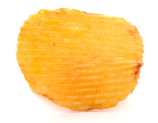 Ridged potato chips isolated on white background