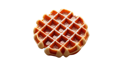 A freshly made Belgian waffle on a transparent background