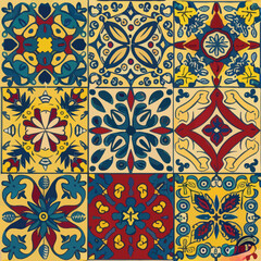 2d vector illustration colorful vintage Seamless hi res Portuguese tiles abstract Artwork
