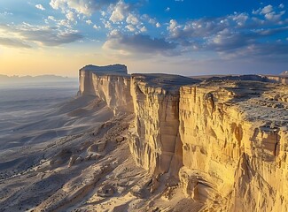the al hail cliff in the northern saudi arabian desert at sunrise stock photo, high resolution 