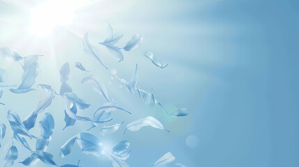 Obraz premium Flying leaves effect with mild sunbeam in 3d illustration vector