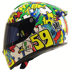 Fototapeta premium A colorful helmet in sticker and puzzles colorful design