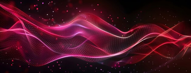 Vibrant Pink and Red Sound Waves on Black Background